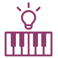 flat icon of a rocket with treble clef